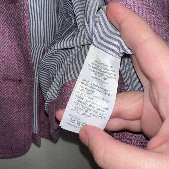 J.Crew Bristol Double-Breasted Blazer Moon Wool Lavender Herringbone Size 00 - Picture 5 of 7